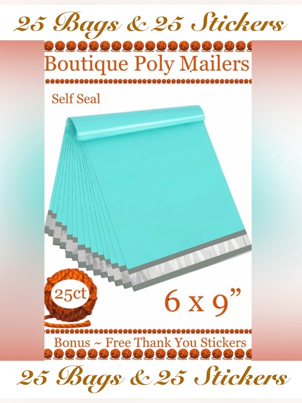 25ct ~ 6x9”~Poly Mailer Bags 🧶🆕🧶
25ct ⭐️Free Thank You Stickers